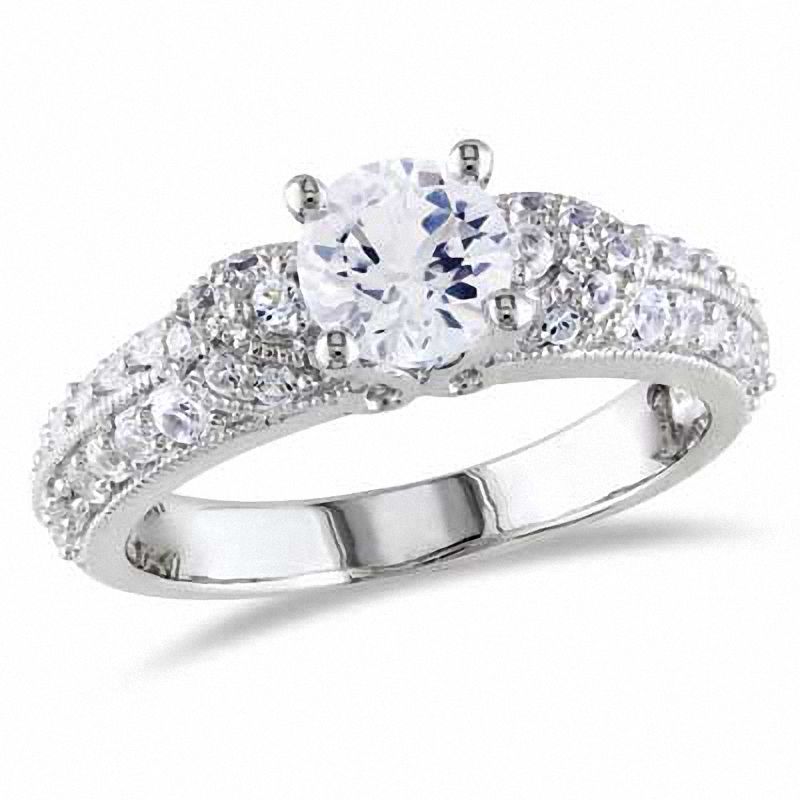 6.0mm White Lab-Created Sapphire Engagement Ring in Sterling Silver
