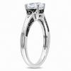 Thumbnail Image 2 of 6.5mm White Lab-Created Sapphire and 0.37 CT. T.W. Black Diamond Engagement Ring in Sterling Silver