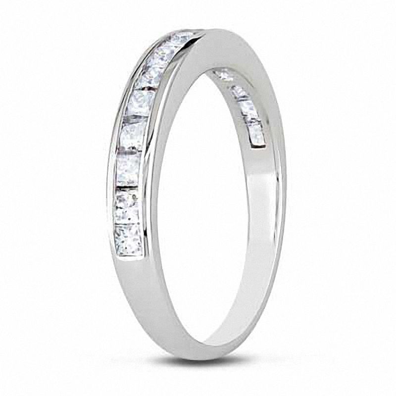 Main Image 2 of Princess-Cut White Lab-Created Sapphire Eternity Band in Sterling Silver