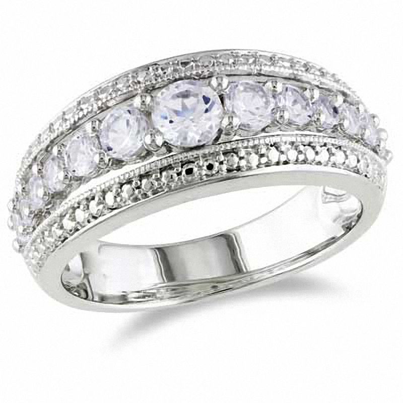 Lab-Created White Sapphire Band in Sterling Silver|Peoples Jewellers