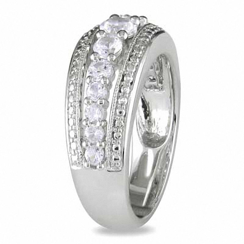 Lab-Created White Sapphire Band in Sterling Silver