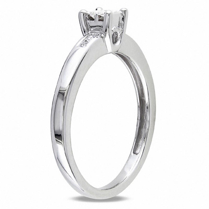 0.12 CT. T.W. Quad Princess-Cut Diamond Promise Ring in Sterling Silver