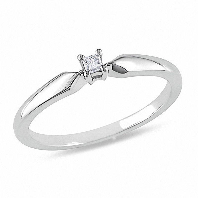 Princess-Cut Diamond Accent Solitaire Promise Ring in Sterling Silver