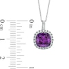 8.0mm Cushion-Cut Amethyst and Lab-Created White Sapphire Frame Pendant in 10K White Gold