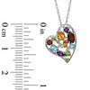 Multi-Gemstone and Diamond Accent Heart Pendant in Sterling Silver