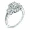 0.95 CT. T.W. Emerald-Cut Diamond Double Frame Past Present Future Ring in 14K White Gold