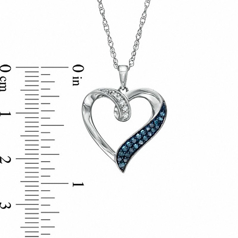 0.16 CT. T.W. Enhanced Blue and White Diamond Heart Pendant in Sterling Silver|Peoples Jewellers