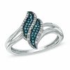 0.10 CT. T.W. Enhanced Blue and White Diamond Flame Ring in Sterling Silver