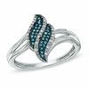 Thumbnail Image 1 of 0.10 CT. T.W. Enhanced Blue and White Diamond Flame Ring in Sterling Silver