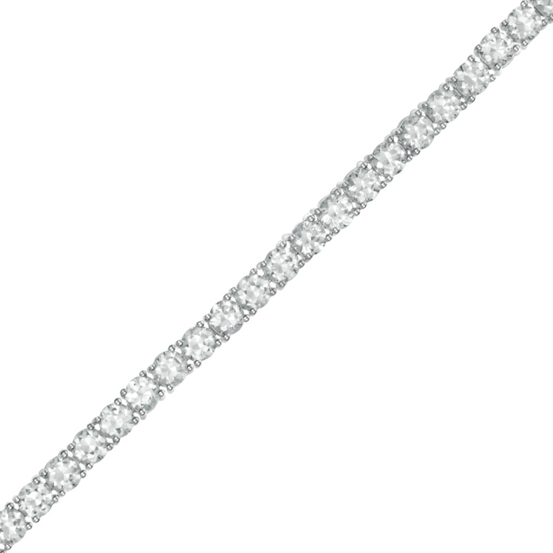 Main Image 1 of Lab-Created White Sapphire Tennis Bracelet in Sterling Silver - 7.25"