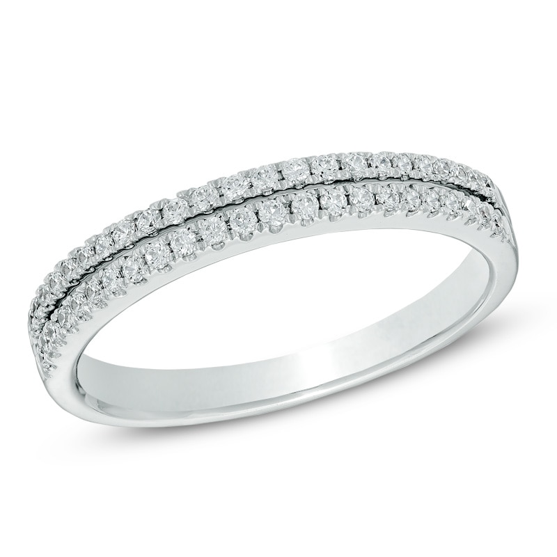 Main Image 1 of 0.25 CT. T.W. Diamond Double Row Band in 14K White Gold