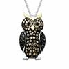 0.36 CT. T.W. Multi-Colour Diamond Owl Pendant in Sterling Silver and 14K Gold