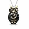 Thumbnail Image 1 of 0.36 CT. T.W. Multi-Colour Diamond Owl Pendant in Sterling Silver and 14K Gold