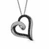 Thumbnail Image 1 of 0.50 CT. T.W. Enhanced Black and White Diamond Curly Heart Pendant in Sterling Silver