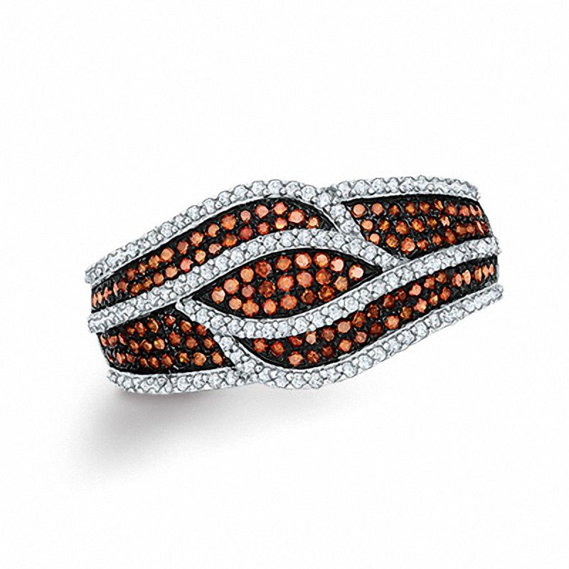 0.60 CT. T.W. Enhanced Cognac and White Diamond Layered Waves Ring in 10K Rose Gold