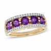 4.0mm Amethyst and 0.14 CT. T.W. Diamond Ring in 10K Gold