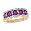 Thumbnail Image 1 of 4.0mm Amethyst and 0.14 CT. T.W. Diamond Ring in 10K Gold