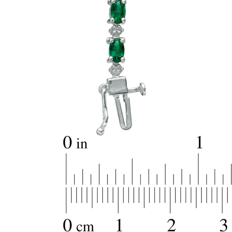 Lab-Created Emerald and Diamond Accent Bracelet in Sterling Silver - 7.25"