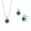 Thumbnail Image 0 of Lab-Created Emerald and Diamond Accent Pendant and Earrings Set in Sterling Silver