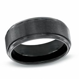 Men's 9.0mm Black Titanium Comfort Fit Wedding Band - Size 10