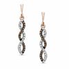 Thumbnail Image 0 of 0.15 CT. T.W. Enhanced Cognac and White Diamond Winding Drop Earrings in 10K Rose Gold