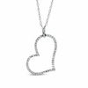 Thumbnail Image 0 of 0.09 CT. T.W. Diamond Tilted Heart Pendant in 10K White Gold