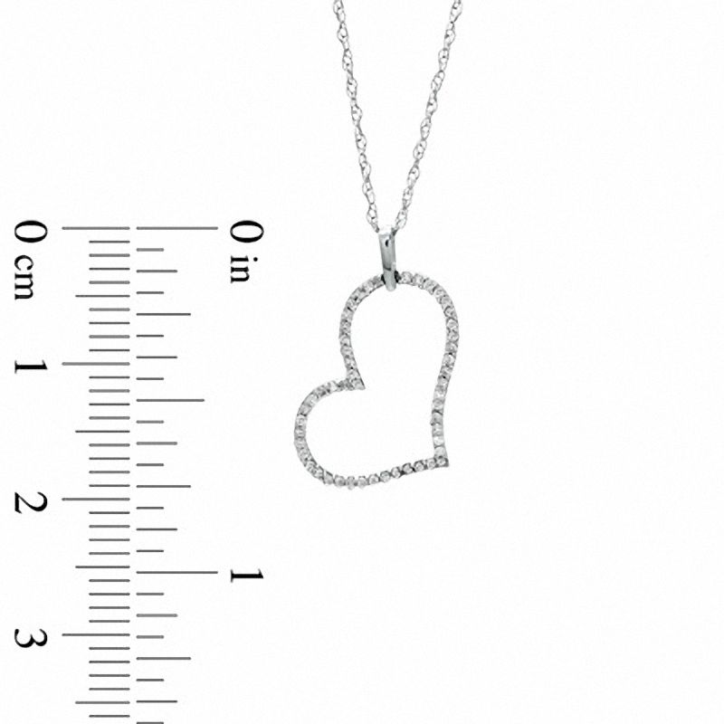 0.09 CT. T.W. Diamond Tilted Heart Pendant in 10K White Gold