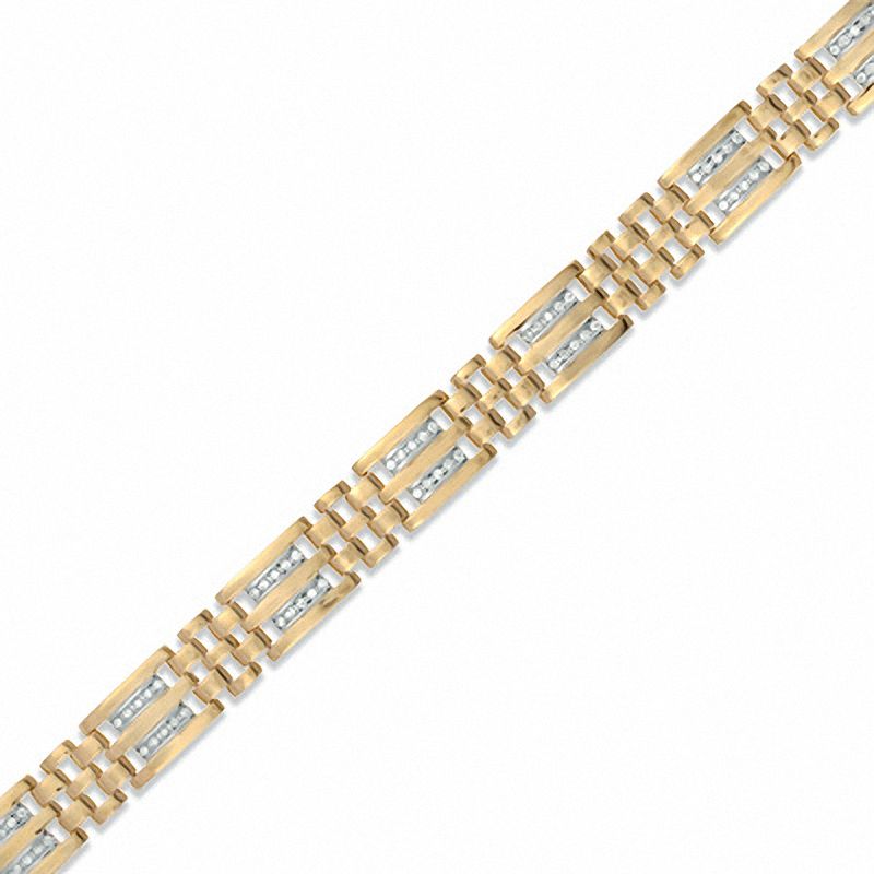 Men's 1.00 CT. T.W. Diamond Double Row Link Bracelet in 14K Gold - 8.5"|Peoples Jewellers