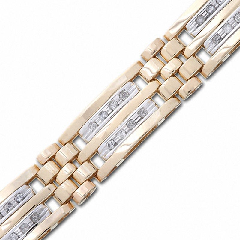 1.00 CT. T.W. Diamond Double Row Link Bracelet in 14K Gold - 8.5"