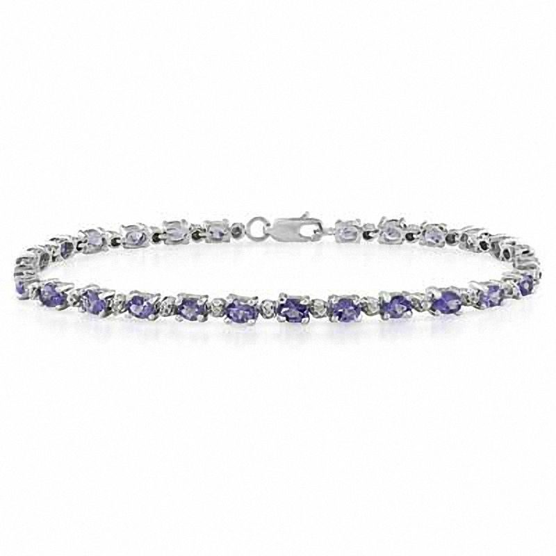 Oval Tanzanite and White Topaz Bracelet in Sterling Silver|Peoples Jewellers