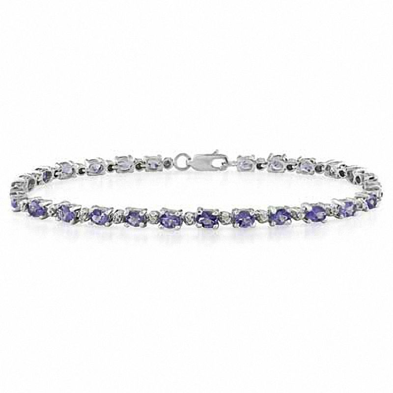 Oval Tanzanite and White Topaz Bracelet in Sterling Silver