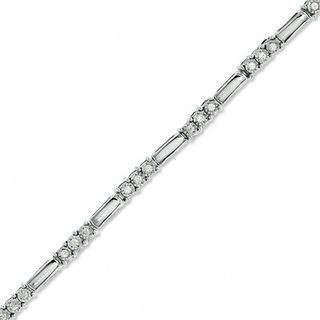 0.24 CT. T.W. Diamond Three Stone Station Bracelet in 10K White Gold