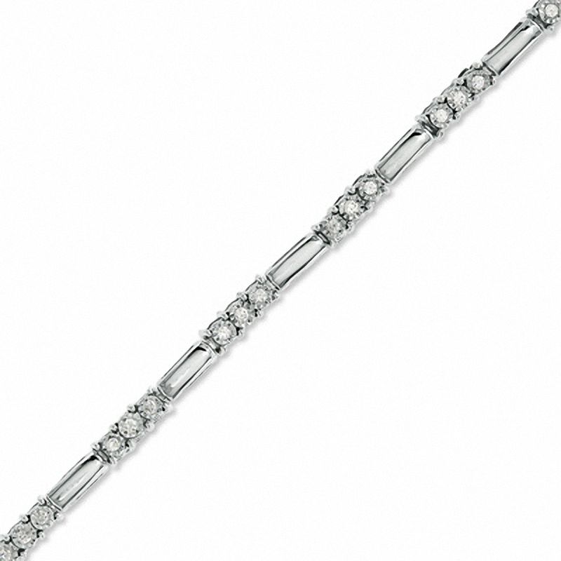 0.24 CT. T.W. Diamond Three Stone Station Bracelet in 10K White Gold