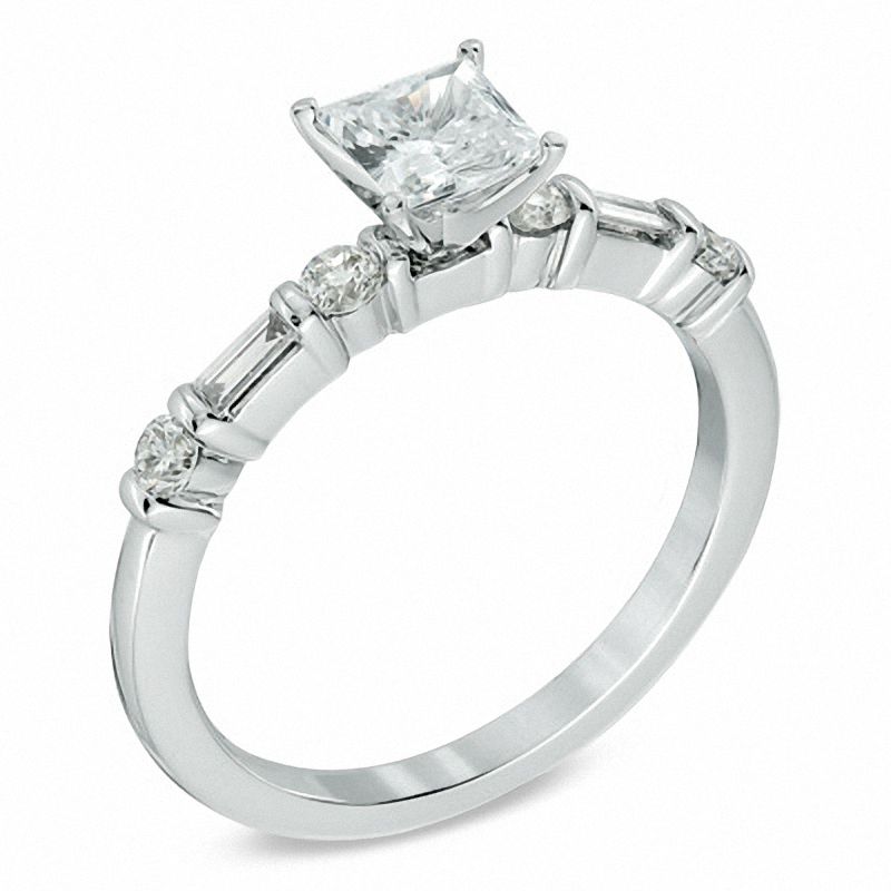Main Image 2 of 1.00 CT. T.W. Certified Canadian Princess-Cut Diamond Engagement Ring in 14K White Gold (I/I1)