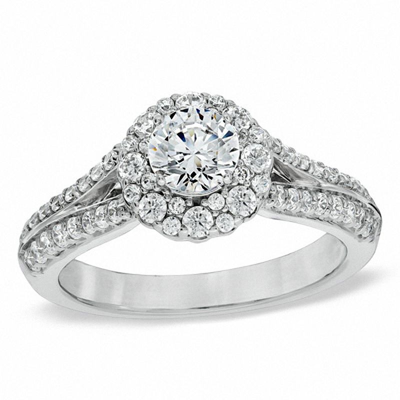 CT. T.W. Certified Canadian Diamond Split Shank Engagement Ring in 14K White Gold (I/I1)|Peoples Jewellers