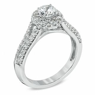 CT. T.W. Certified Canadian Diamond Split Shank Engagement Ring in 14K White Gold (I/I1