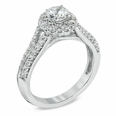 CT. T.W. Certified Canadian Diamond Split Shank Engagement Ring in 14K White Gold (I/I1