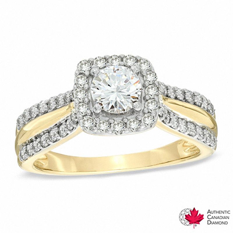 1.00 CT. T.W. Canadian Certified Diamond Split Shank Engagement Ring in 14K Gold