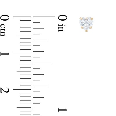 Child's 4.0mm Heart-Shaped Cubic Zirconia Solitaire Stud Earrings in 14K Gold