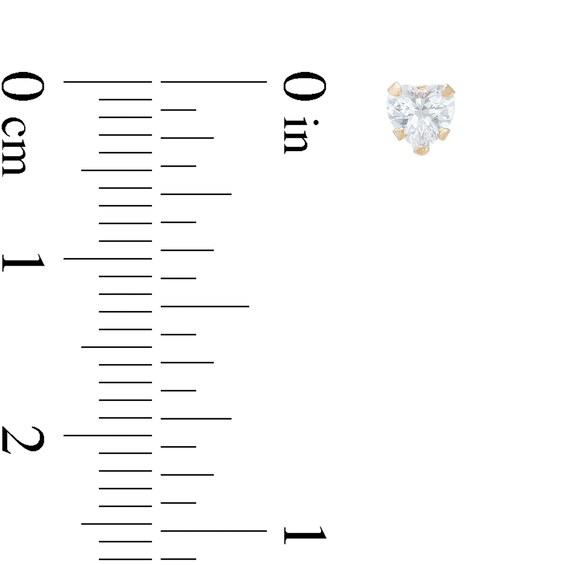 Child's 4.0mm Heart-Shaped Cubic Zirconia Solitaire Stud Earrings in 14K Gold