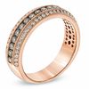 Thumbnail Image 1 of 0.75 CT. T.W. Champagne and White Diamond Three Row Vintage-Style Anniversary Band in 14K Rose Gold