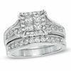 Thumbnail Image 0 of 1.50 CT. T.W. Princess-Cut Quad Diamond Frame Bridal Set in 14K White Gold