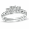 Thumbnail Image 0 of 0.20 CT. T.W. Baguette Diamond Three Stone Frame Ring in 10K White Gold