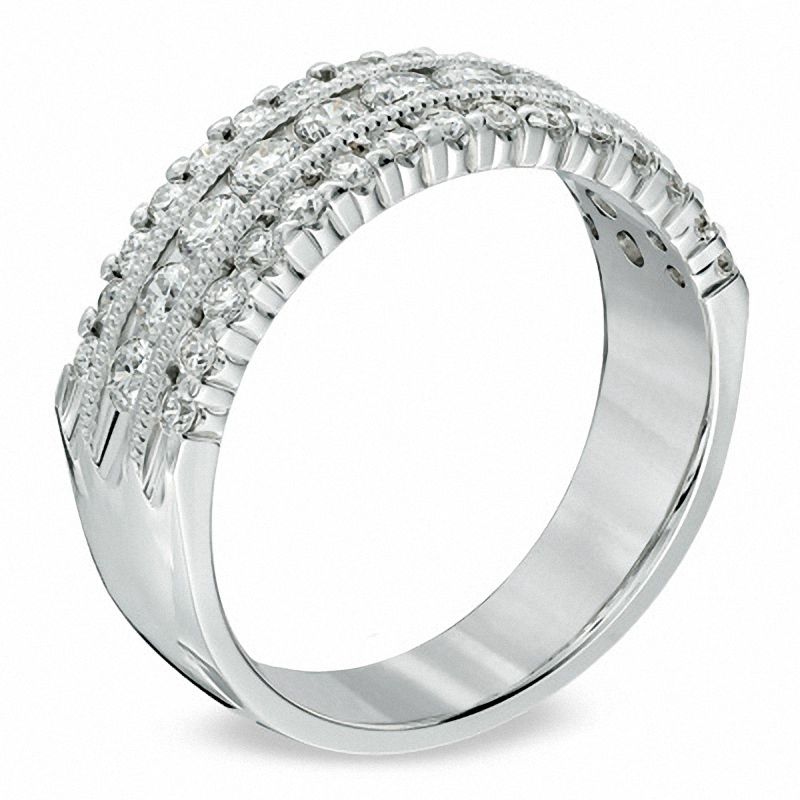 1.00 CT. T.W. Diamond Vintage-Style Triple Row Anniversary Band 14K White Gold
