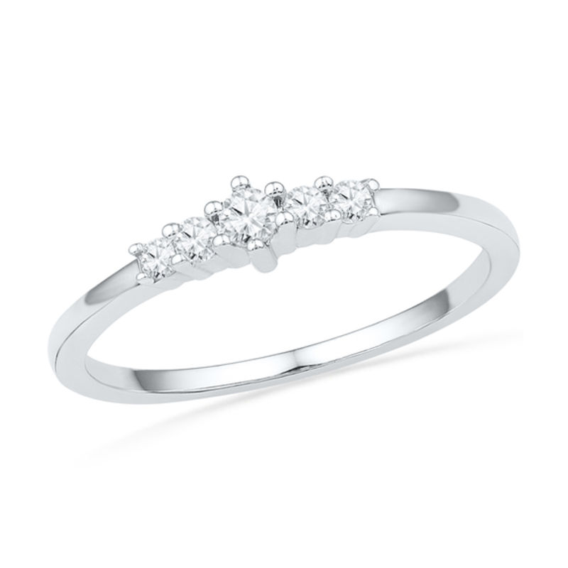 0.16 CT. T.W. Diamond Five Stone Promise Ring in 10K White Gold