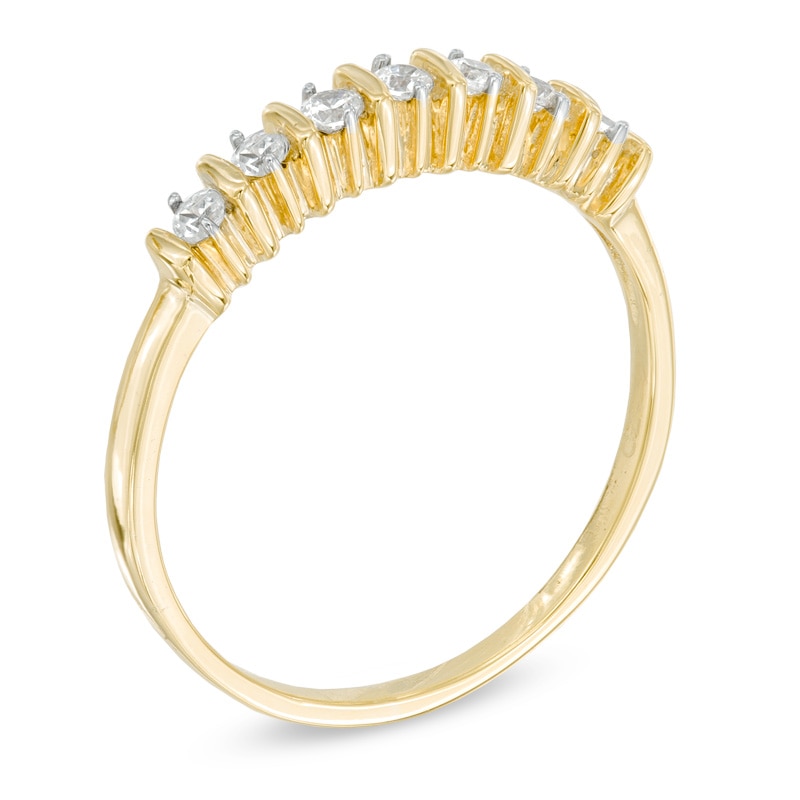 Main Image 2 of 0.12 CT. T.W. Diamond Seven Stone Wedding Band in 10K Gold