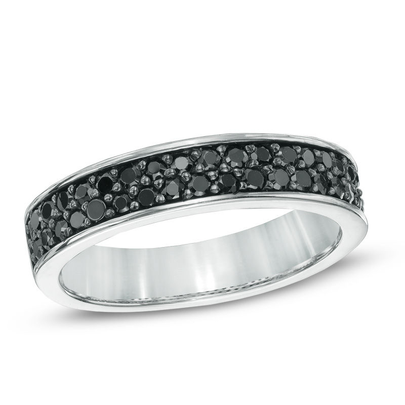 0.50 CT. T.W. Black Diamond Double Row Band in Sterling Silver