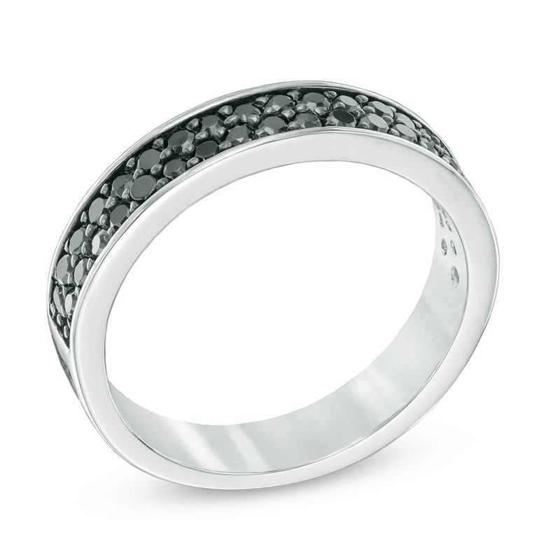 0.50 CT. T.W. Black Diamond Double Row Band in Sterling Silver