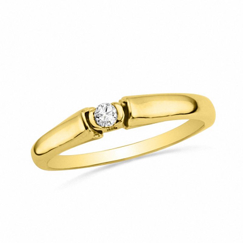 Main Image 1 of 0.05 CT. Diamond Solitaire Promise Ring in 10K Gold