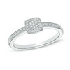 Thumbnail Image 1 of 0.10 CT. T.W. Diamond Square Cluster Promise Ring in 10K White Gold